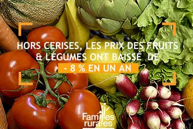 Hors cerises, les prix des fruits et légumes ont baissé de 8% en un an