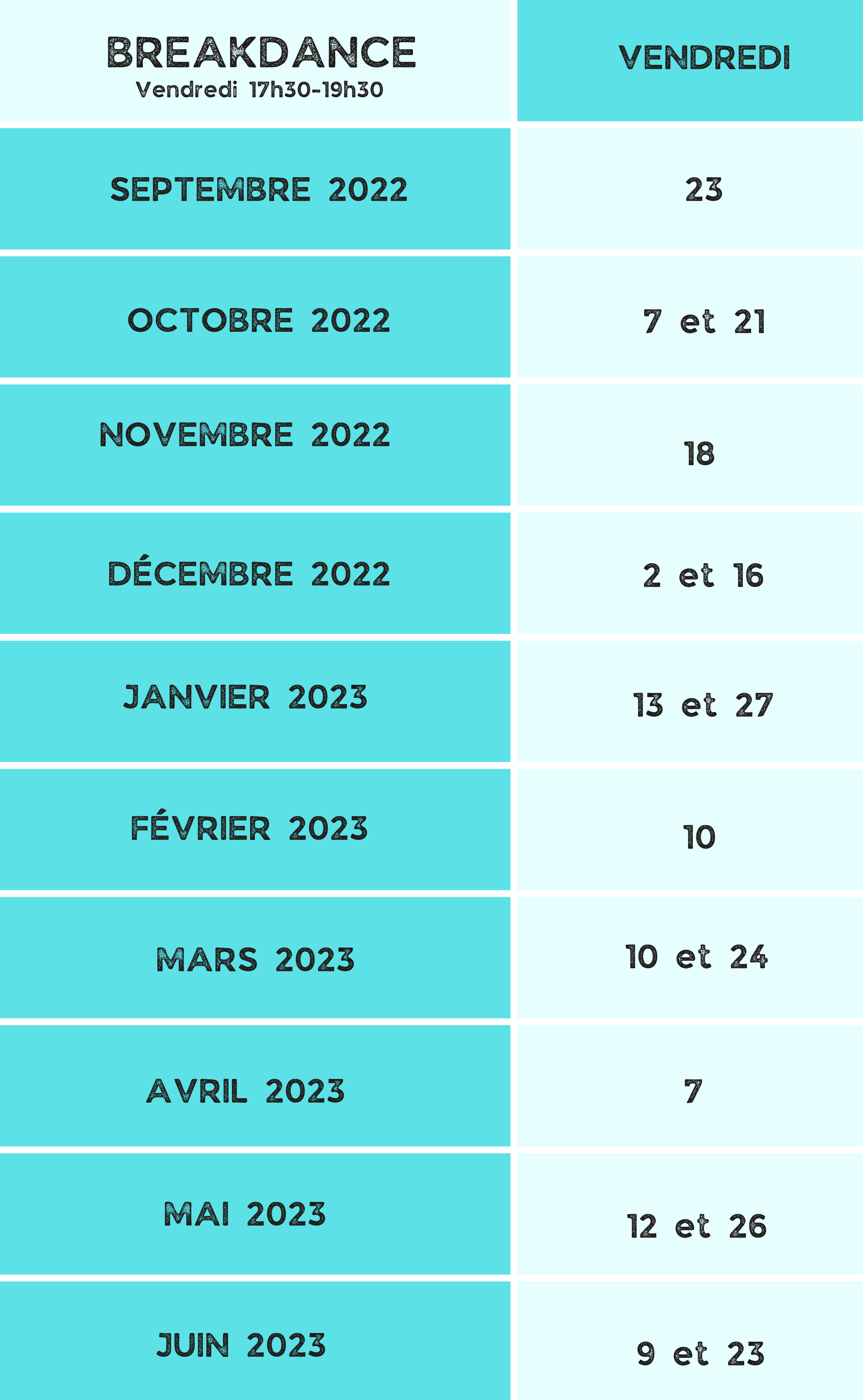 CALENDRIER BREAKDANCE