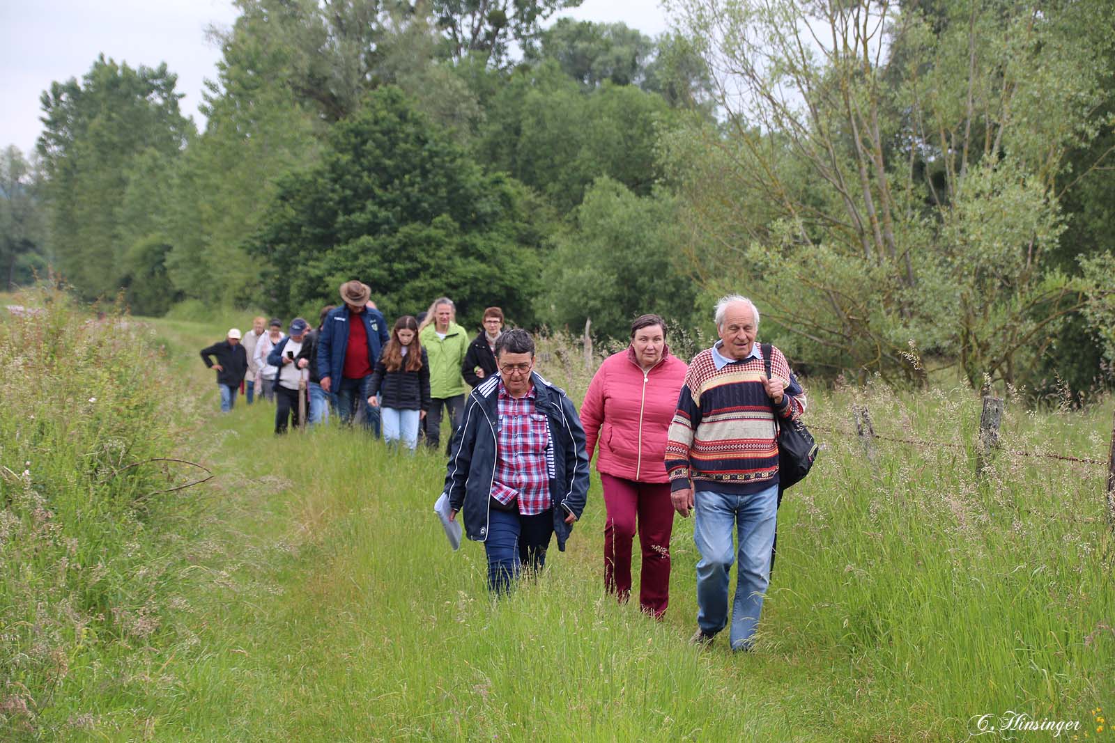 En file indienne dans les herbes mouillées !