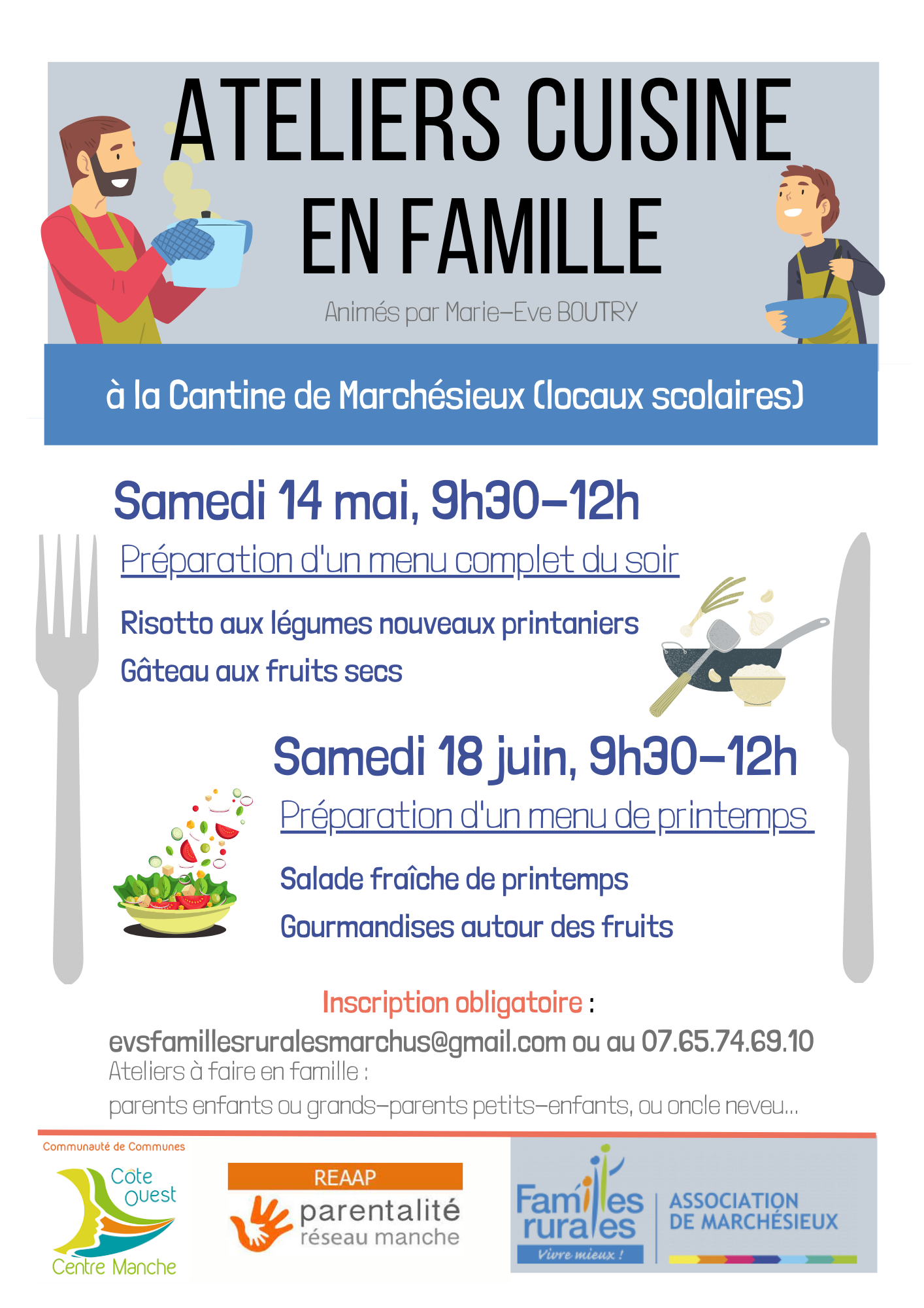 Programme ateliers cuisine mai et juin
