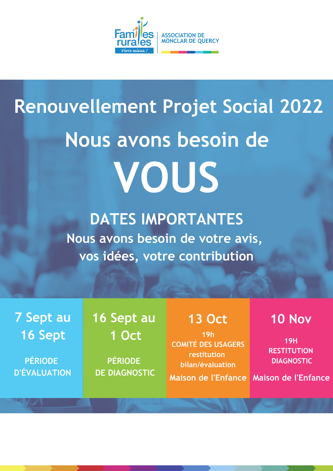 Calendrier Renouvellement Projet Social 2022-2023