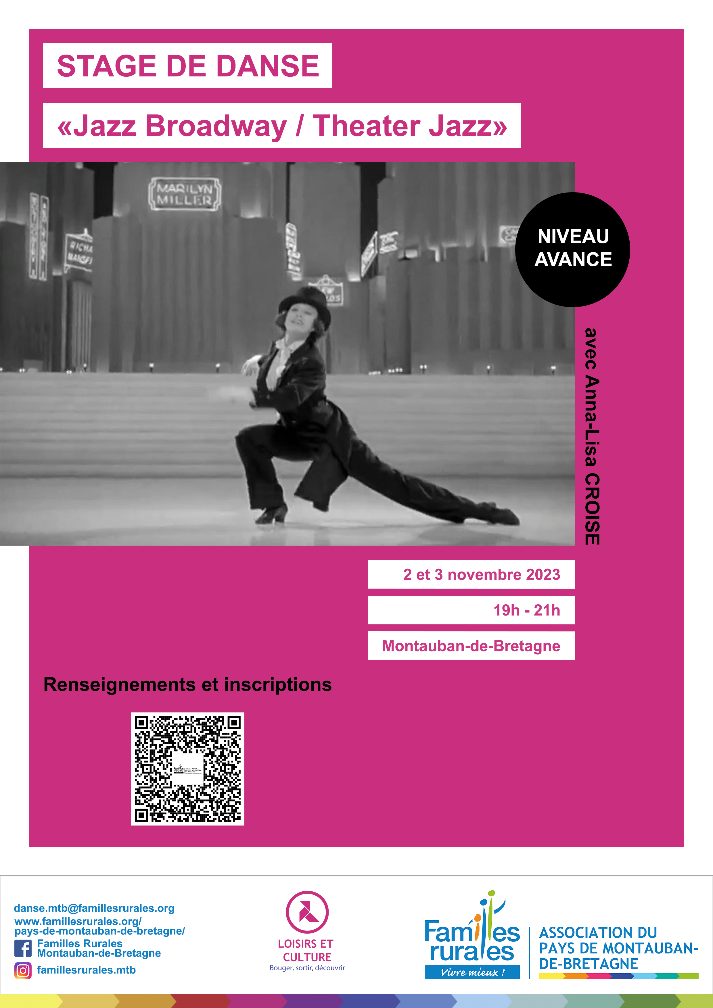 Affiche stage Jazz Broadway toussaint