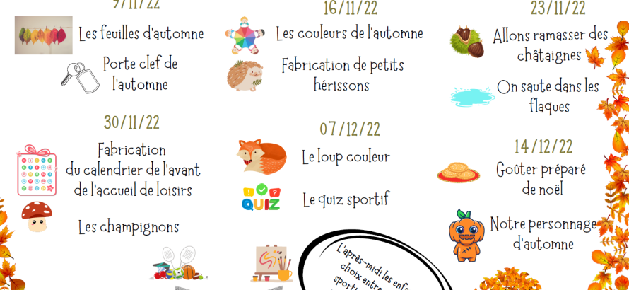 Programme des mercredis Marm'Oust pour novembre et décembre 2022