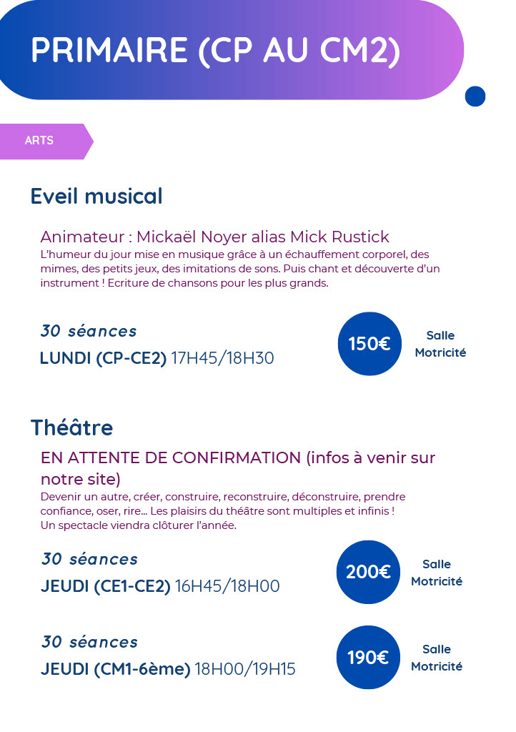 Eveil musical et Théâtre