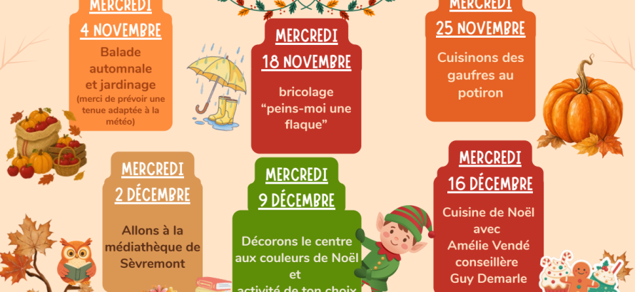 plaquette des mercredis novembre décembre