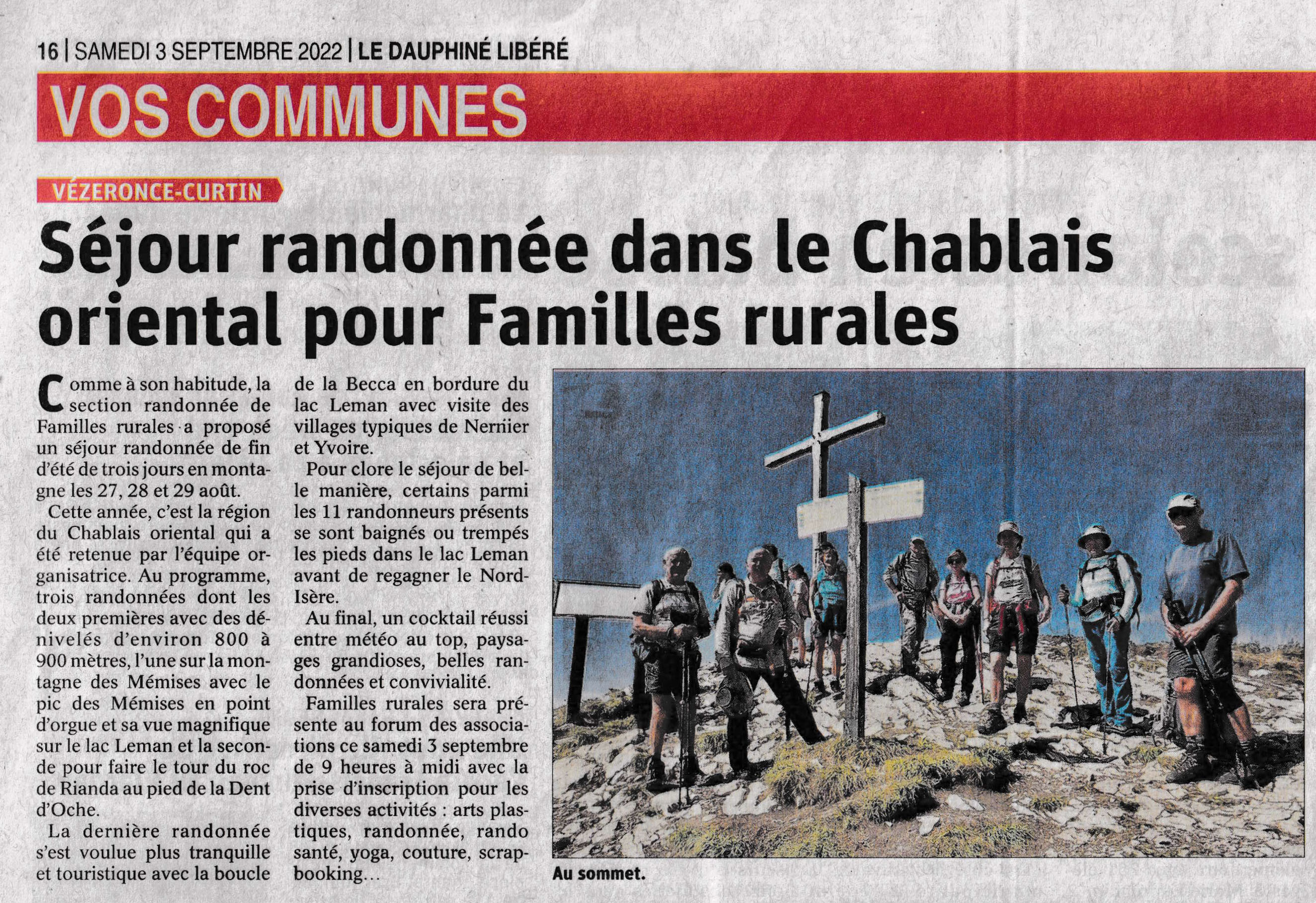 Article DL 03092022 Séjour rando Chablais