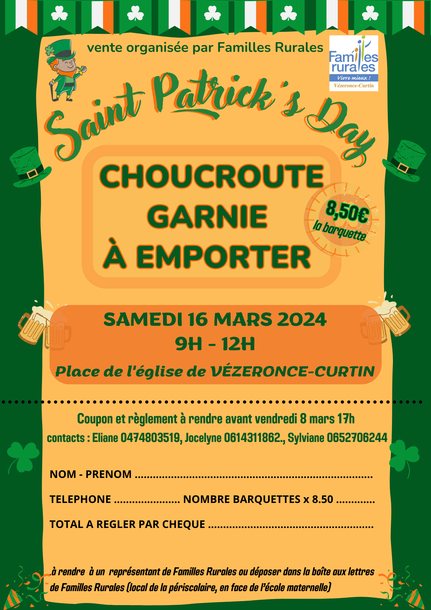 Affiche choucroute Saint-Patrick 2024